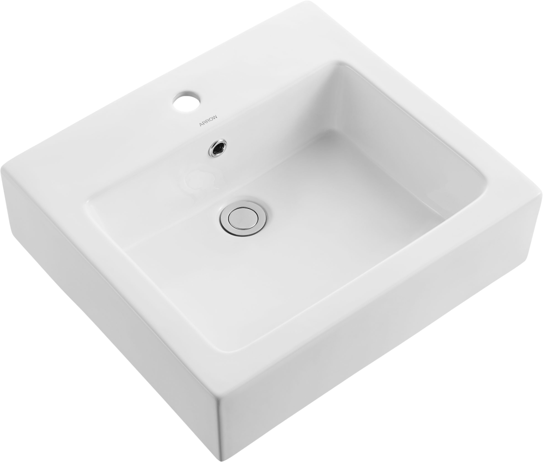 Накладная раковина ARROW AP474 51 глянцевая белая квадратная с 1 отверстием под смеситель 10490₽