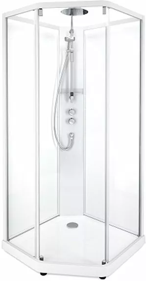 10-5 Comfort  пятиугольная, 900х900 мм, профиль белый, прозрачное стекло 131.401.201.301 - фото 1