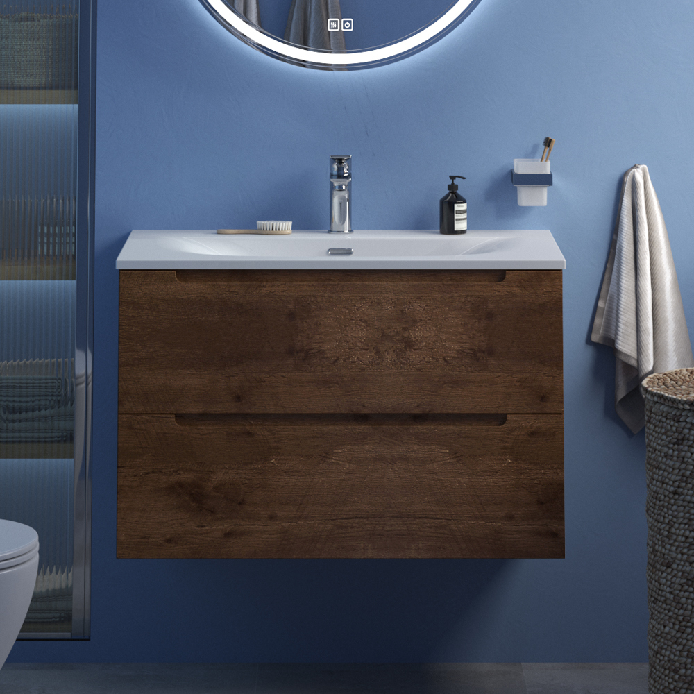 

Тумба с раковиной BelBagno Etna 39 80 rovere moro, раковина BB-8099-3-80