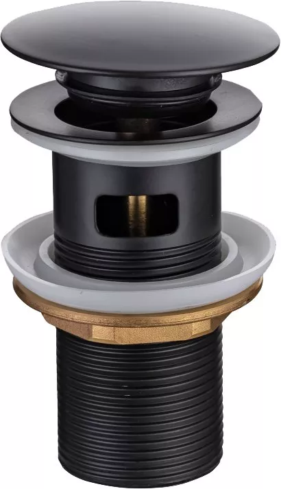 Донный клапан для раковины Allen Brau Priority Round 5.31023-31 с переливом, чёрный матовый - фото 1