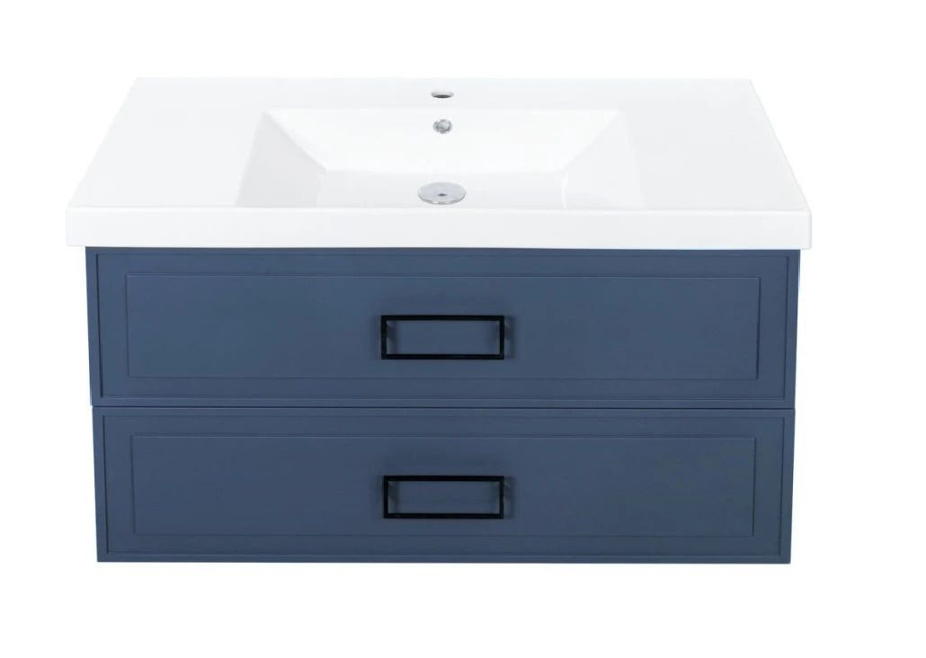 

Тумба под раковину La Fenice CUBO Twin Blu Grigio синяя матовая 100 см Черная ручка