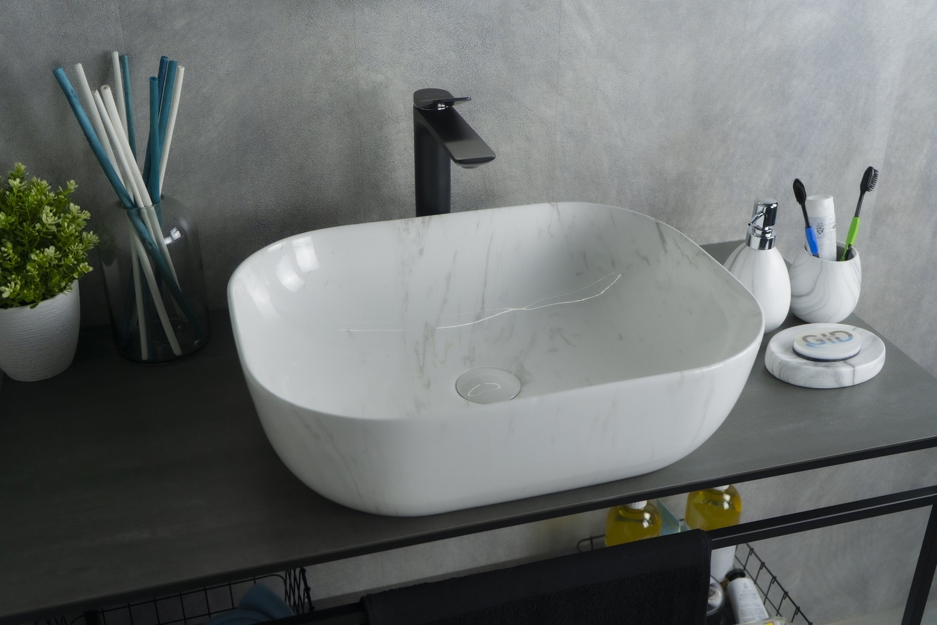 

Накладная раковина Gid Luxe line 50 K397D9 белая под камень