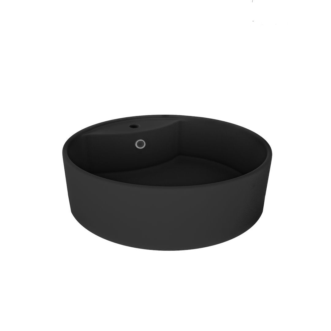 Накладная раковина STWORKI Копенгаген CO50192 D40 с полочкой под смеситель матовая черная круглая 8013₽