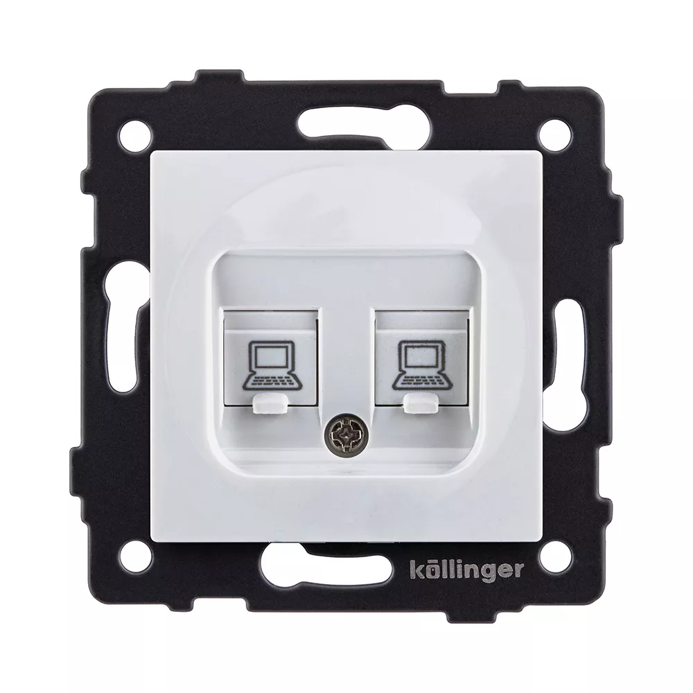 Розетка двойная Ethernet RJ45 Cat.6, белый Kollinger REA-019WH для Aspekt, Eleganz, Reflex