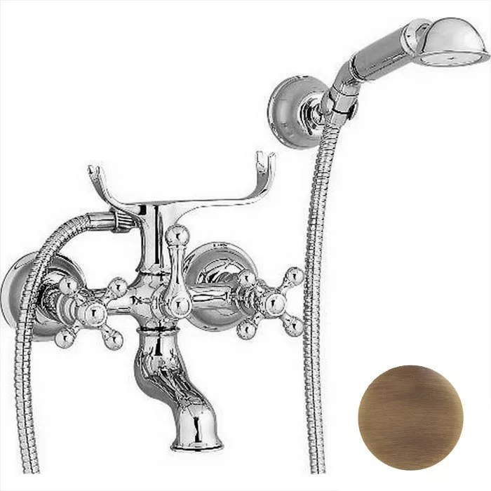 

CISAL Arcana Смеситель настенный для ванны/душа с ручной лейкой,держателем и шлангом, цвет бронза