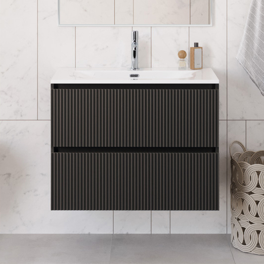 

Тумба с раковиной BelBagno Uno 80 подвесная, 2 ящика, матовая темно-серая