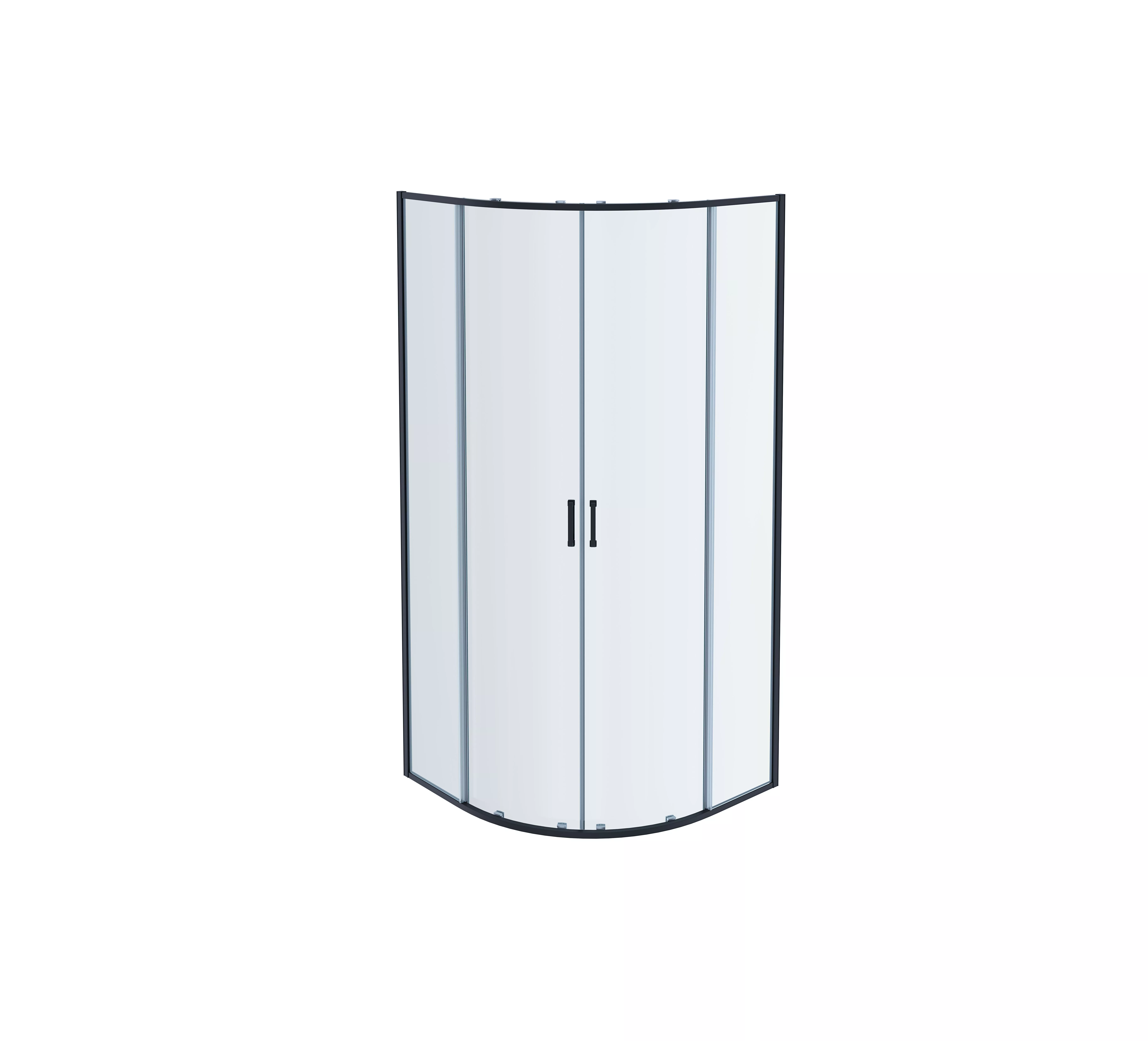

AQ ARI RO 09020BL Душевой уголок 1/4 круга, двери раздвижные 900x900x2000, профиль черный, стекло прозрачное