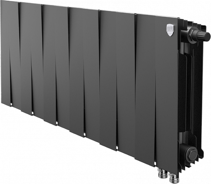 

Радиатор биметаллический секционный Royal Thermo Piano Forte 300 VDR80 12 секций, нижнее правое подключение, noir sable
