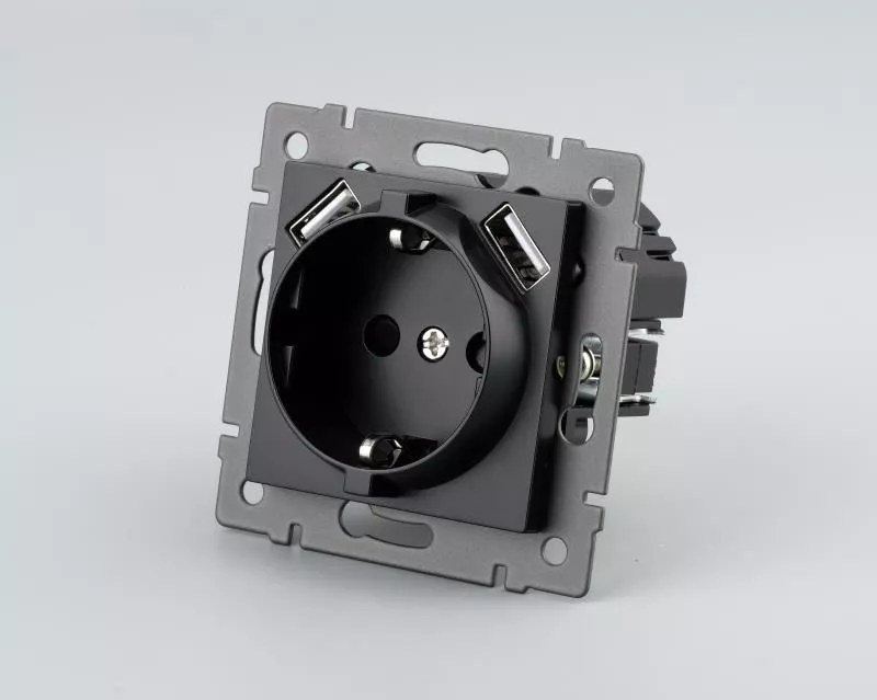 

Механизм розетки с USB зарядкой Arlight SCT-MUAA-PL-BK-V (250V, 16A) 049819