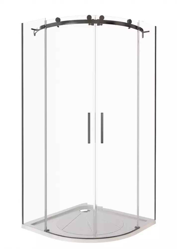 Полукруглые душевые углы  Santehnika Room Душевой уголок Good Door Galaxy 100х100 профиль черный стекло прозрачное