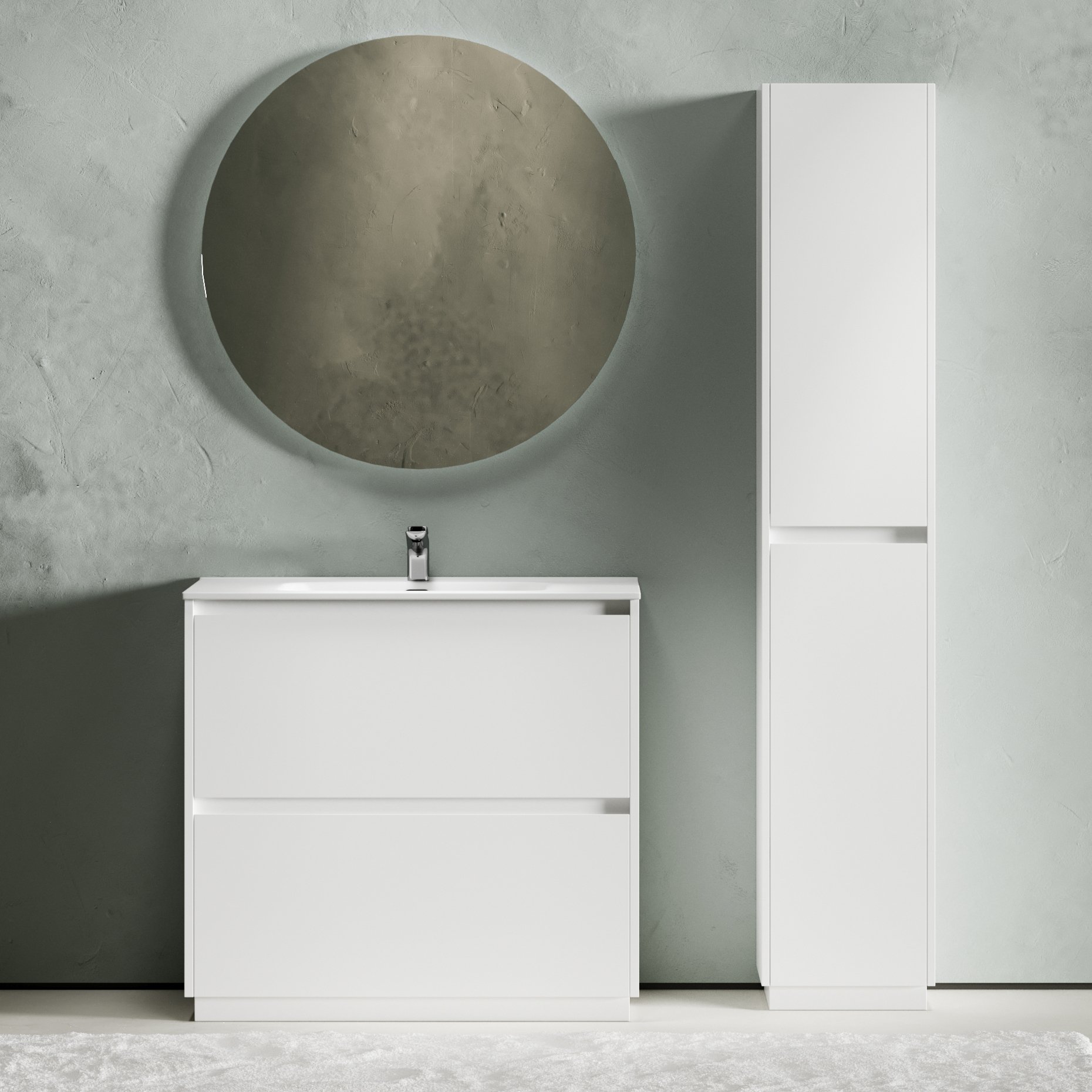 

Мебель для ванной комнаты Sancos Libra Floor 90 белый глянец, белая раковина CN7002