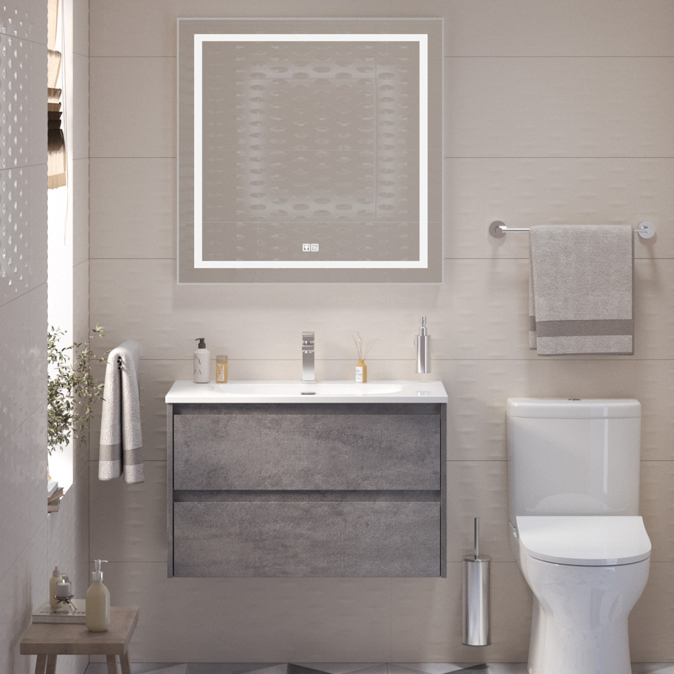 

Мебель для ванной комнаты BelBagno Kraft 39 80 cemento grigio, раковина BB-8099-3-80
