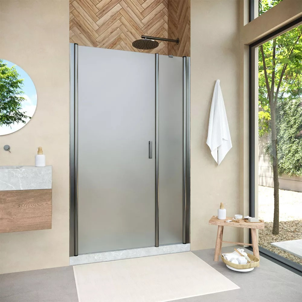 

Душевая дверь в нишу Vegas Glass EP-F-2 Novo 140 11 10 L профиль оружейная сталь, стекло сатин