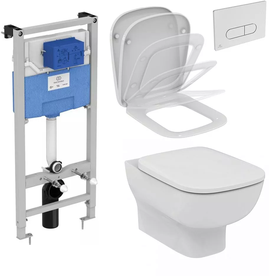 

R030001 CЕТ T386001 ESEDRA AquaBlade® Подвесной унитаз, T318101 ESEDRA Сидение и крышка с функцией плавного, R020467 инсталляция, R0115AA панель смыва