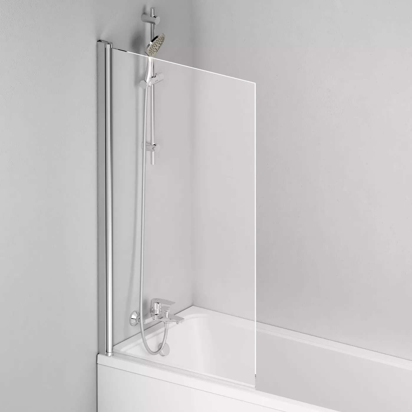 Шторка на ванну AM.PM Gem 80x140 распашная, стекло прозрачное, цвет хром W90BS-D080-140CT - фото 1