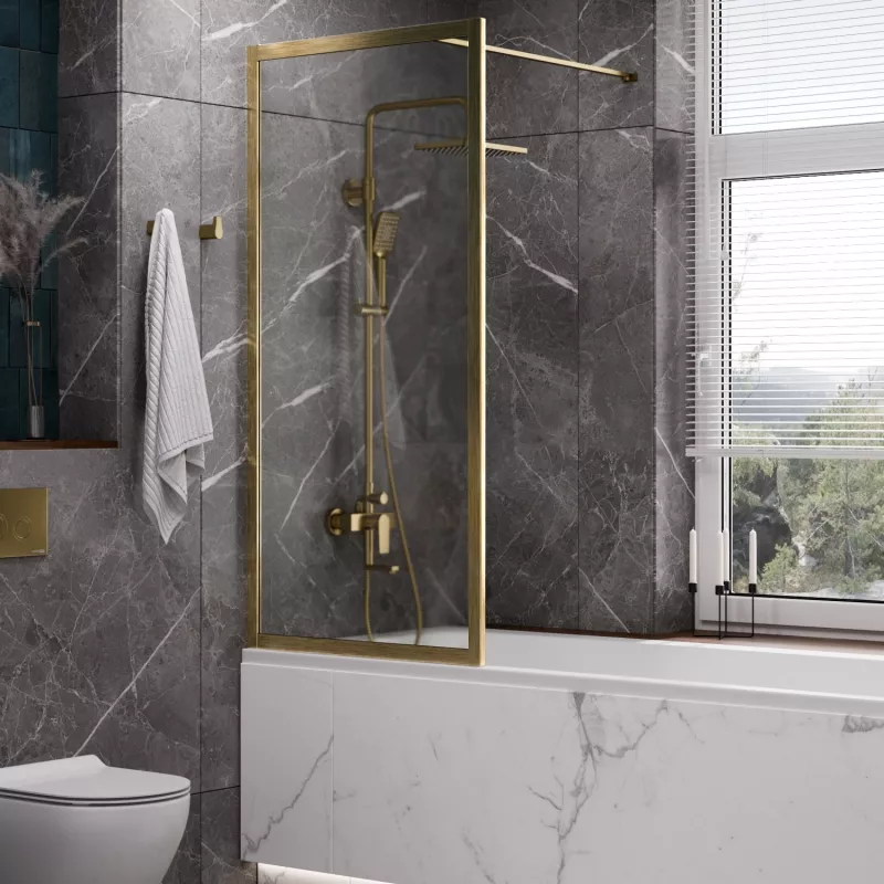 

Шторка на ванну Wasserkraft Abens 20W01-80BG профиль золото матовое, стекло прозрачное