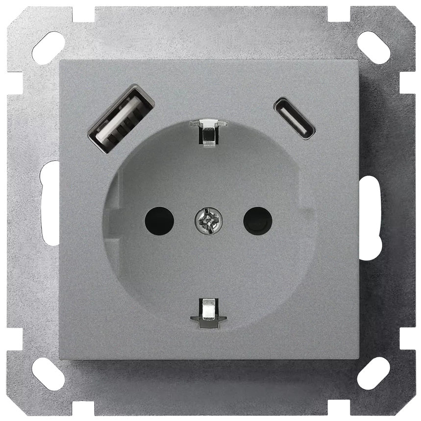 

Розетка SHUKO Jasmart с USB тип A + C1 с защитными шторками (2P+T) 25W 16A 250V G5501USB-25S
