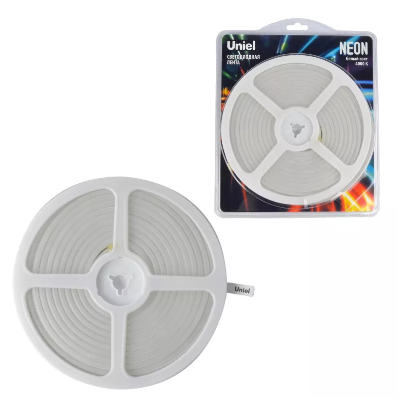

Светодиодная лента Uniel ULS-N01-2835-120LED/m-6mm-IP67-DC12V-9W/m-5M-4000K блистер