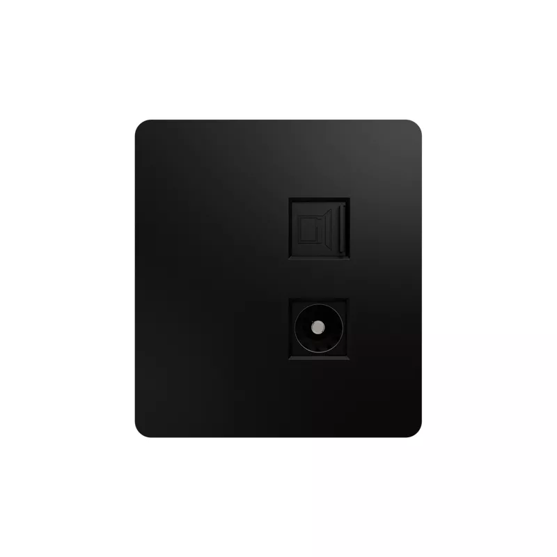 Розетка ROUND компьютерная RJ45 кат6 + TV с/у оникс KRANZ KR-78-0722-3