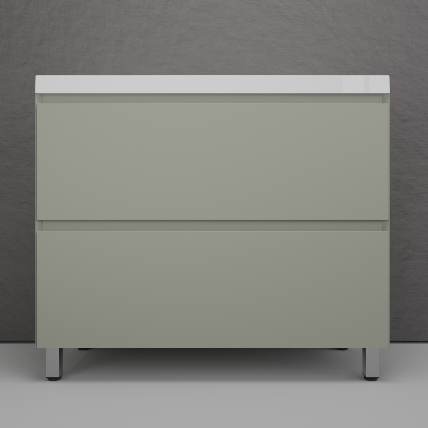 

Тумба напольная "Манхэттен 100" ЭМАЛЬ, под раковину ASTI, 2 ящика, PLUS, олива