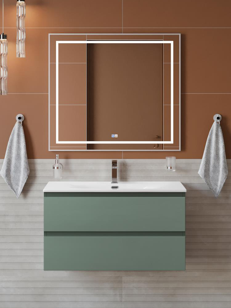 

Мебель для ванной комнаты BelBagno Kraft 80 подвесная, матовая еловая, раковина bb-8099-80