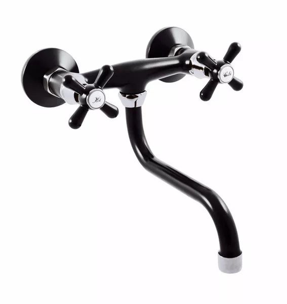 

Смеситель для кухни Rav Slezak Morava retro черный матовый - хром