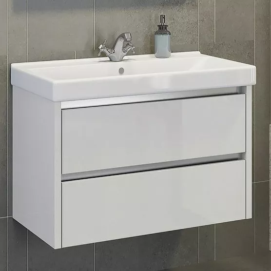 

Тумба с раковиной Comforty Дублин 75 белый глянец
