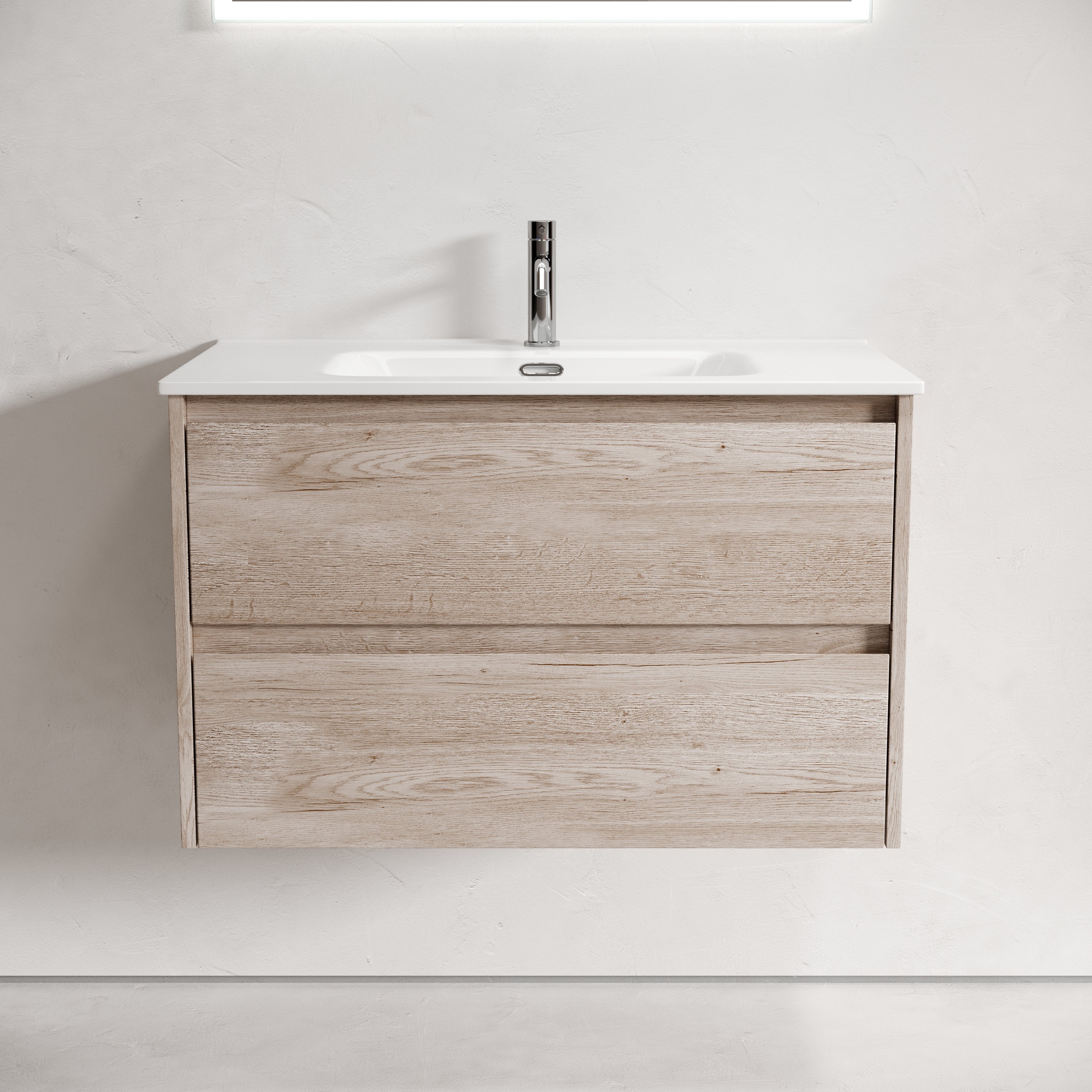 

Тумба с раковиной Sancos Libra 80 дуб галифакс натуральный, белая раковина CN7005