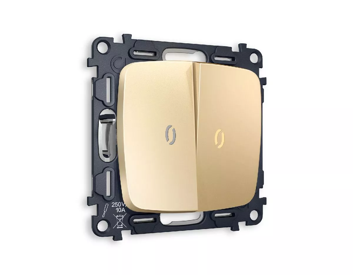 

Комплект механизма 2-кл проходного выключателя с подсветкой Ambrella Volt Omega MO604030