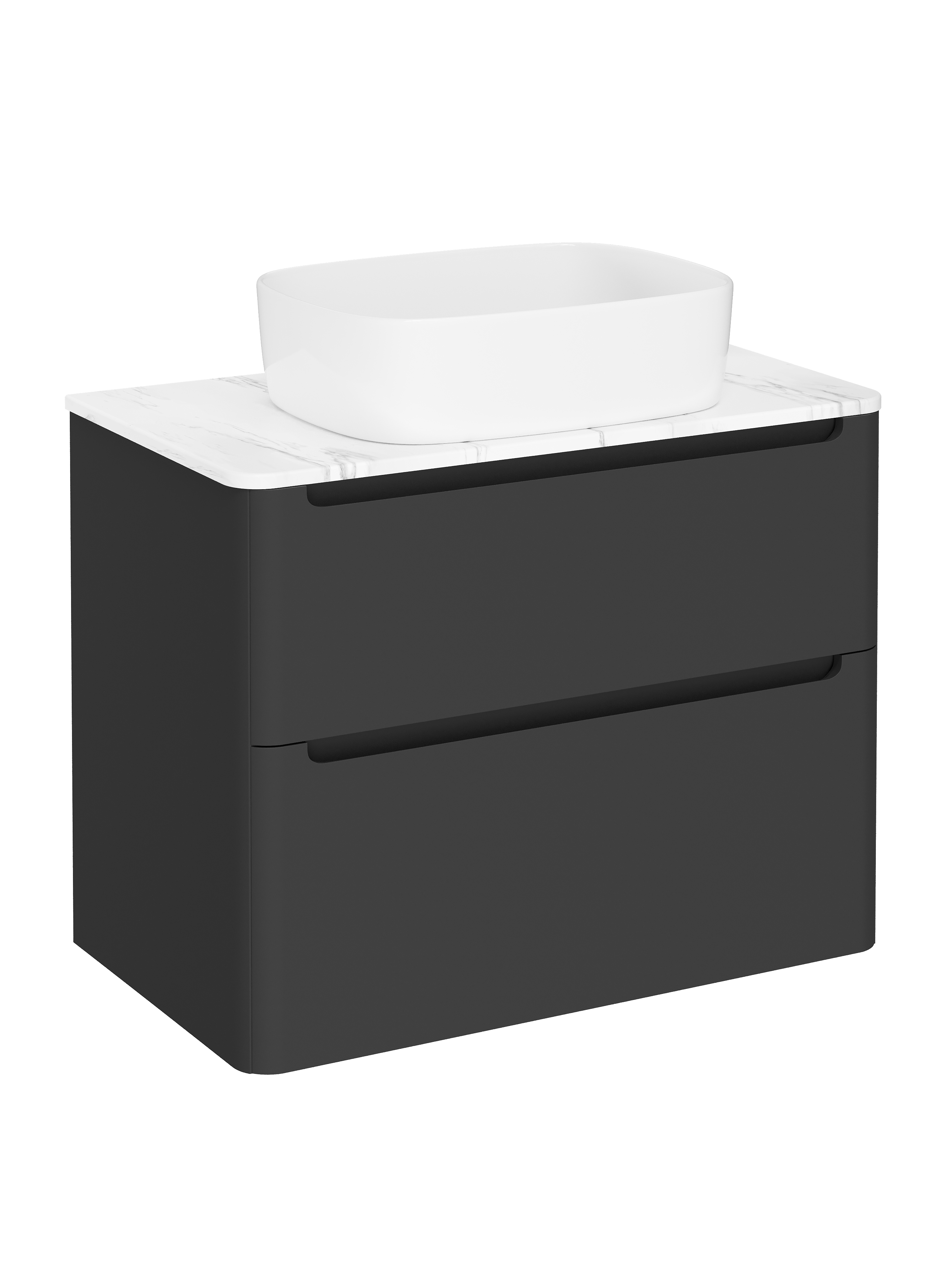 

Тумба с раковиной STWORKI Монтре 80 антрацит, столешница белый мрамор, раковина Берген S21410WH