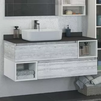 

Тумба с раковиной Comforty Прага 120, дуб белый, столешница антрацит, раковина T-Y9378
