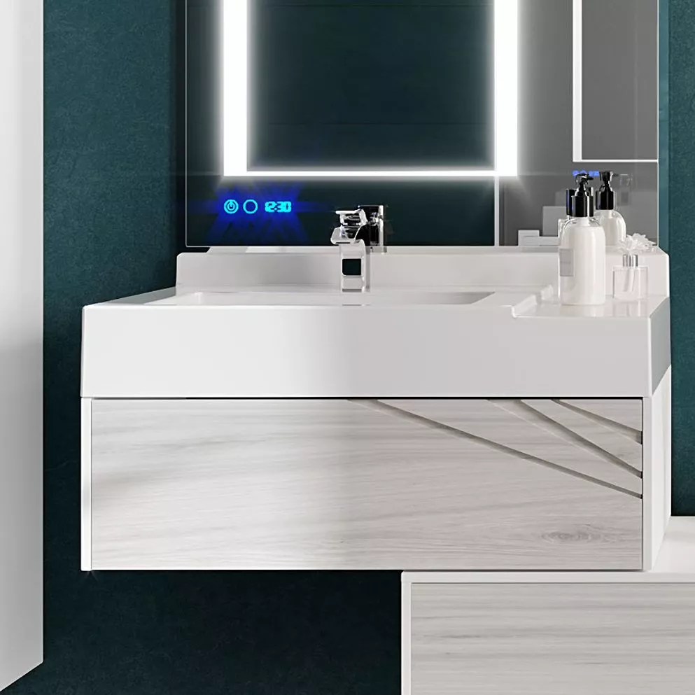 

Тумба с раковиной AQUATON Сакура 80 L, ольха наварра, белая