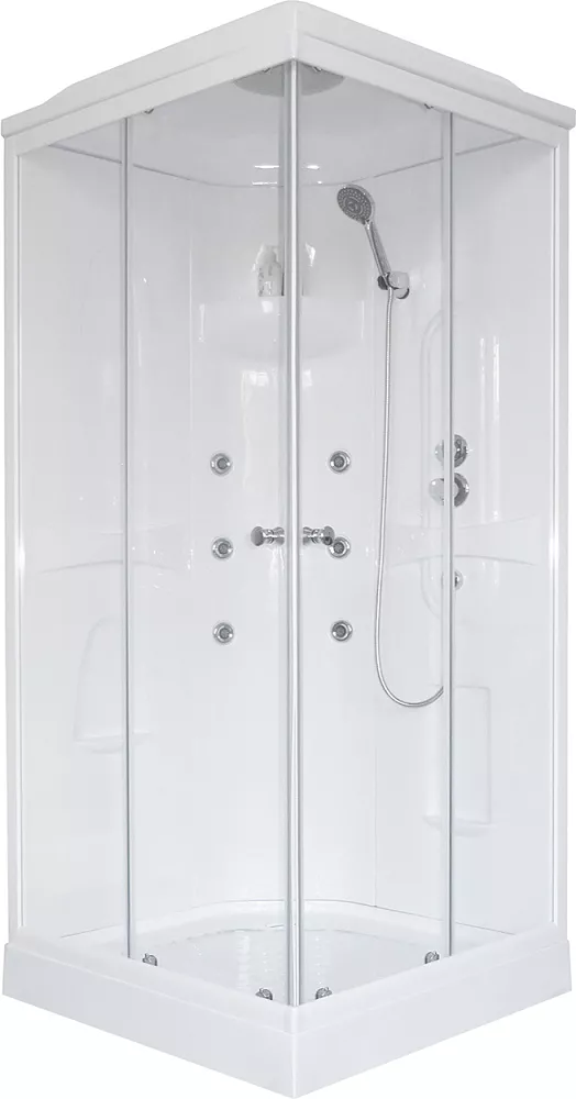  Душевая кабина Royal Bath HP 90x90 профиль белый стекло прозрачное с гидромассажем