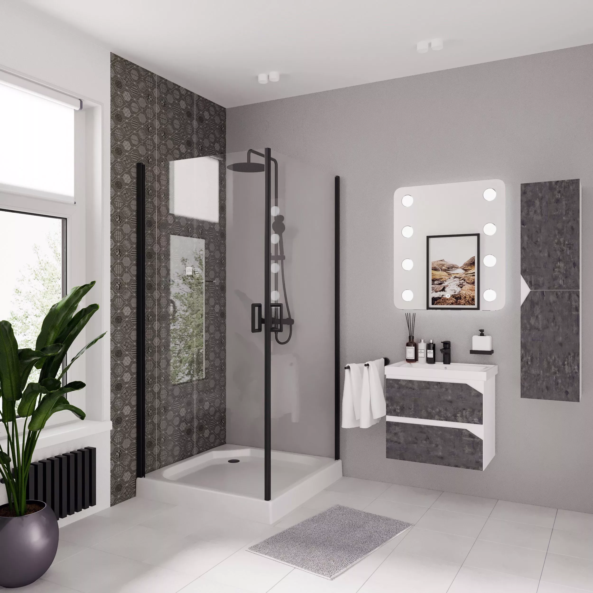 

Душевой уголок Niagara Nova NG-6803-08 BLACK 90x90, квадратный, черный