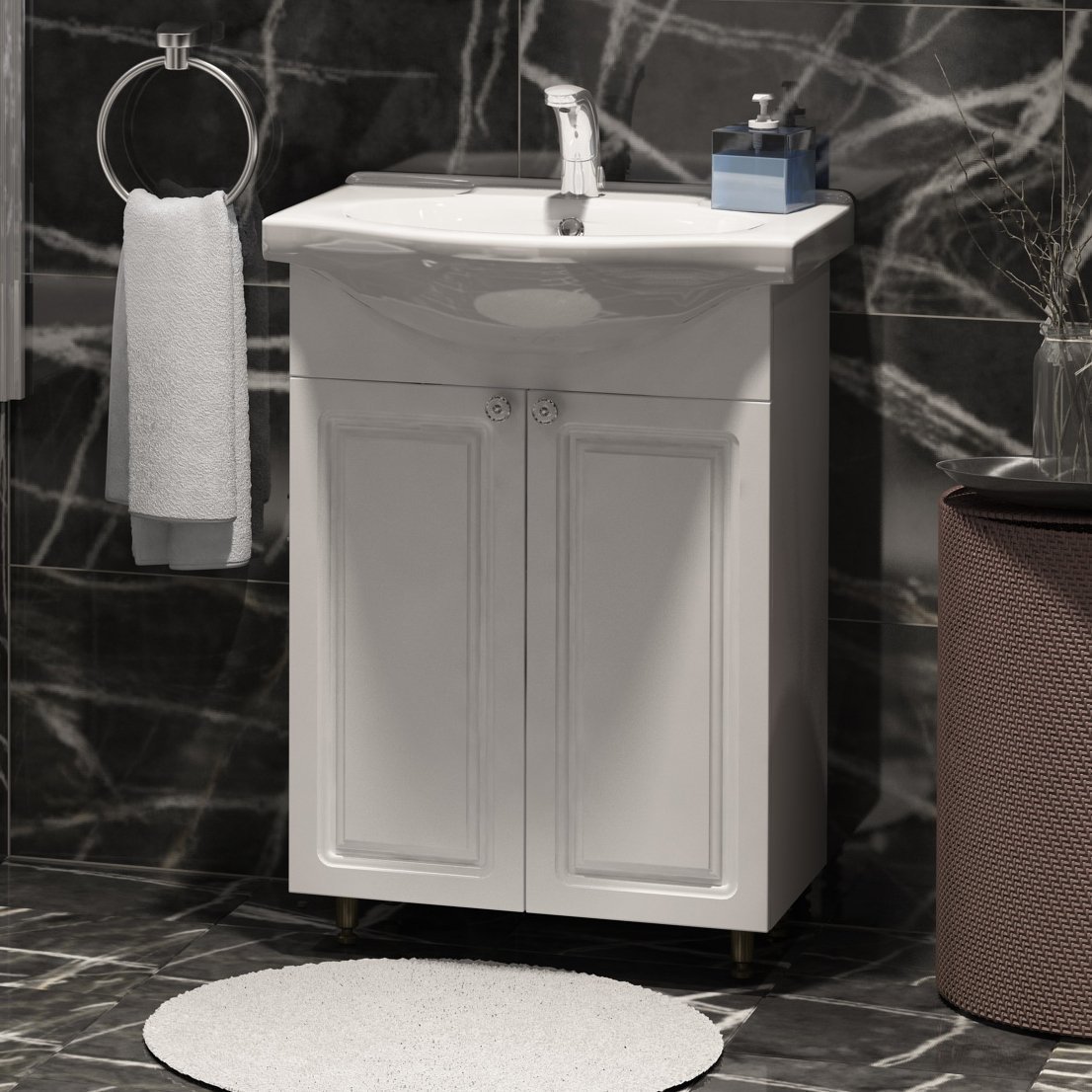 

Тумба под раковину без столешницы Corozo Элегия ретро 60 напольная, белая