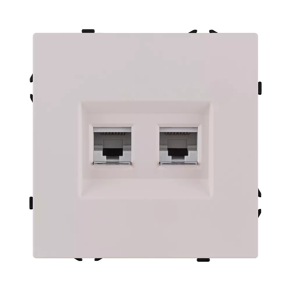 Розетка двойная Ethernet RJ45 Cat.6, кашемир матовый Kollinger Eclipse EC-018CM