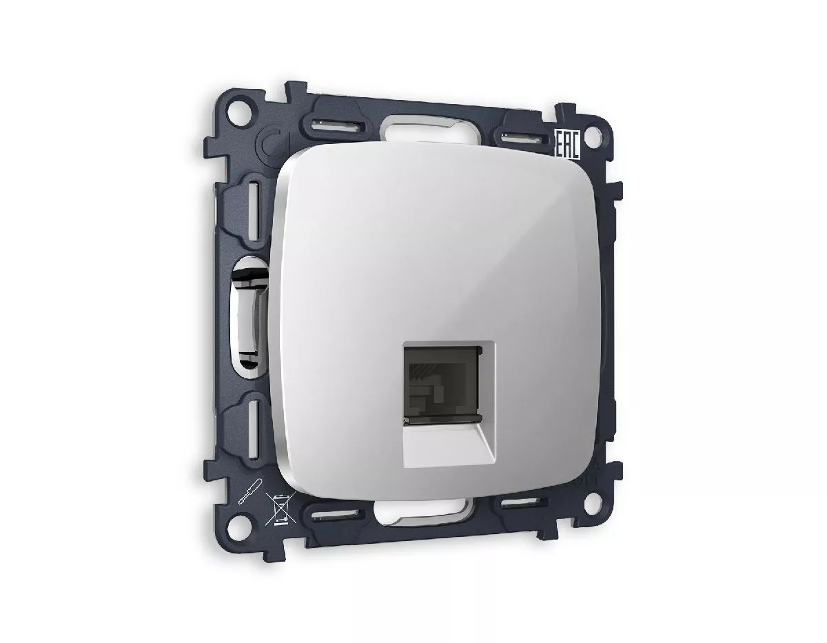 

Комплект механизма компьютерной розетки RJ-45(8P8C) CAT6 со шторкой Ambrella Volt Omega MO412010