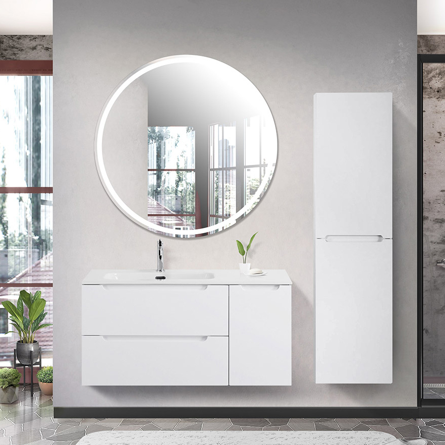 

Мебель для ванной комнаты BelBagno Etna 100 L 2 ящика, дверца, bianco lucido