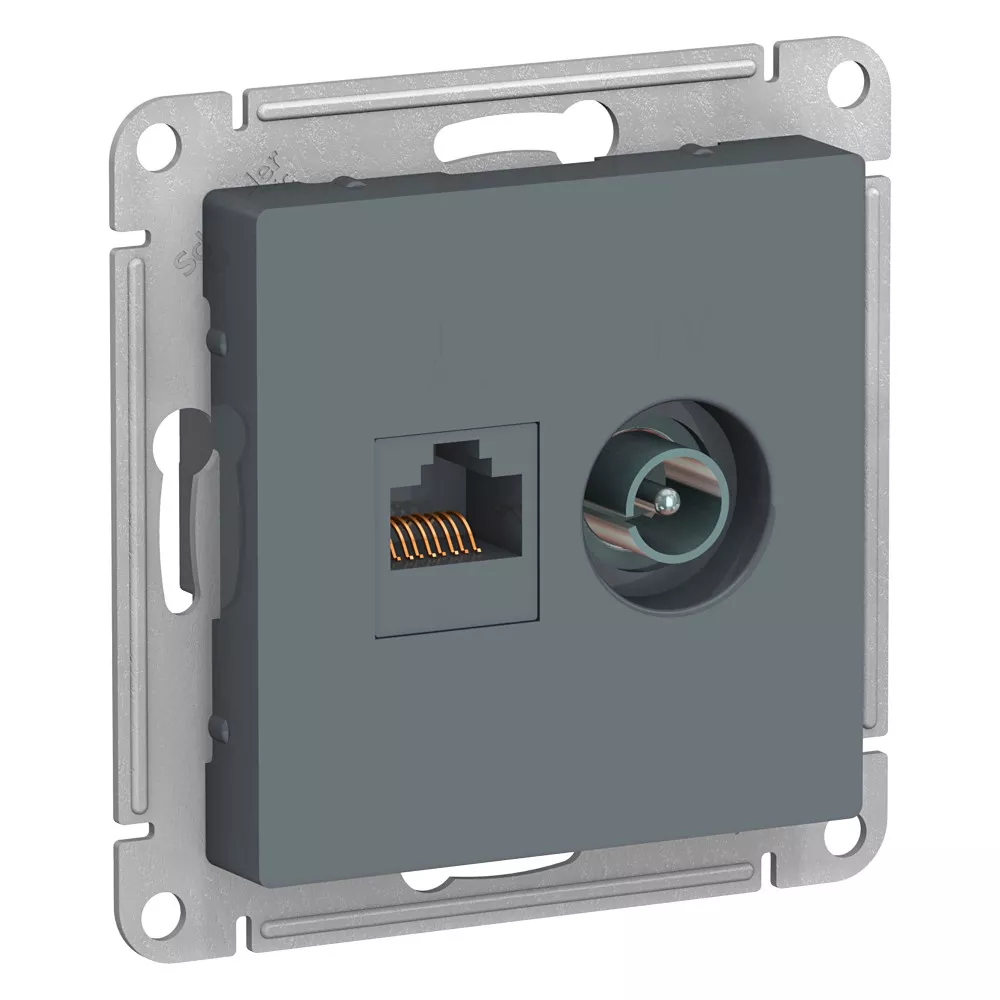 

Розетка двойная комп+ТВ, RJ45+TV, кат.5E Systeme Electric AtlasDesign Грифель ATN000789