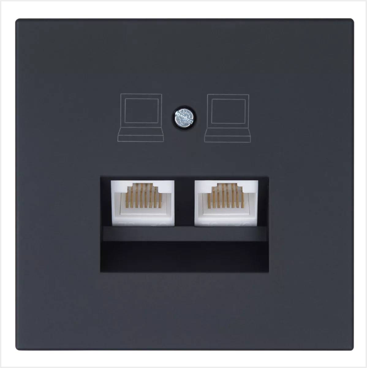 

Интернет-розетка RJ45 двойная с накладкой, цвет Черный матовый (soft touch) Jasmart FD6106PBM