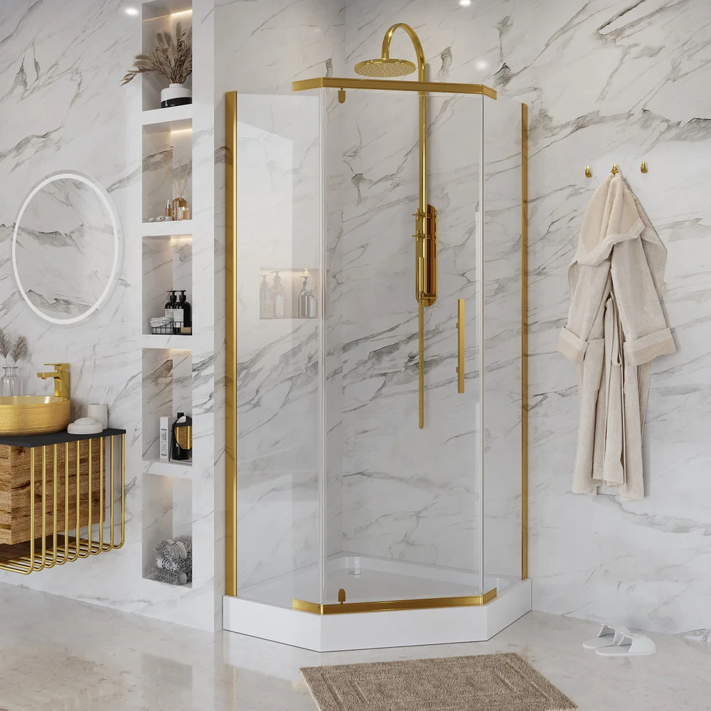 

Душевой уголок Niagara Nova NG-6434-08 GOLD 100x100 профиль желтое золото, стекло прозрачное