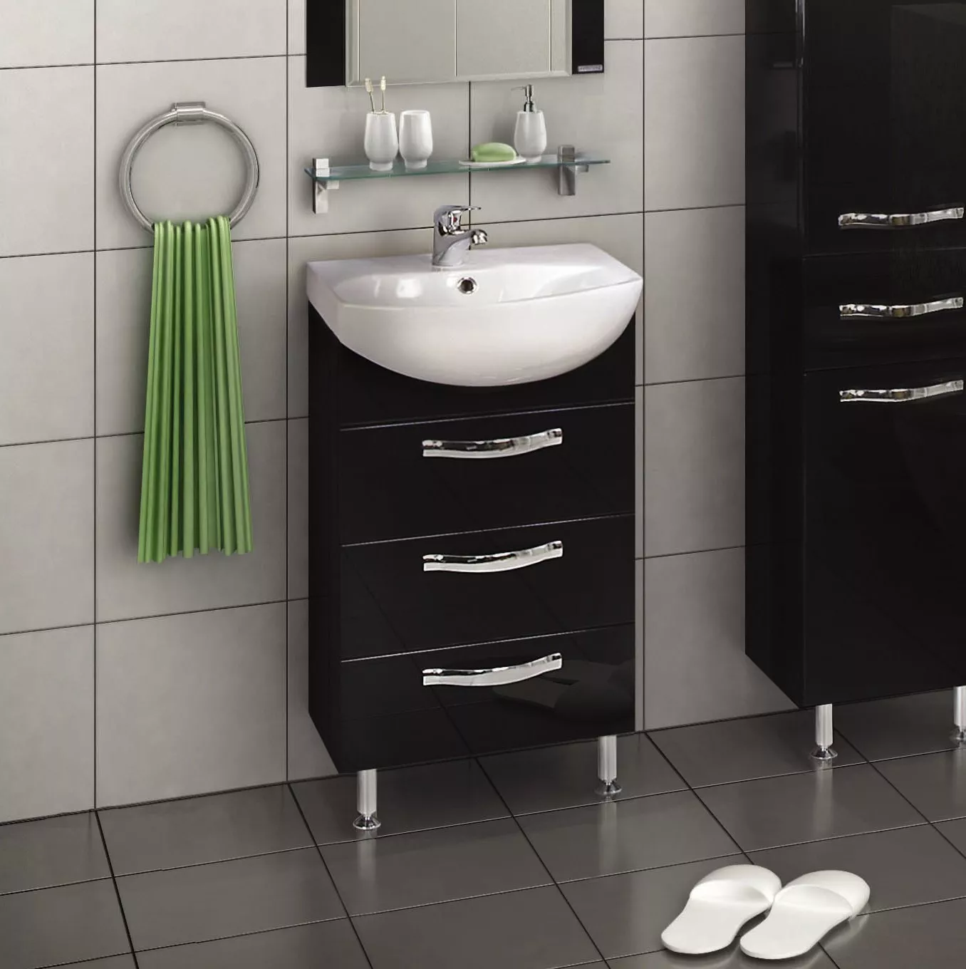 

Тумба для комплекта Aquaton Ария Н 50 черный глянец