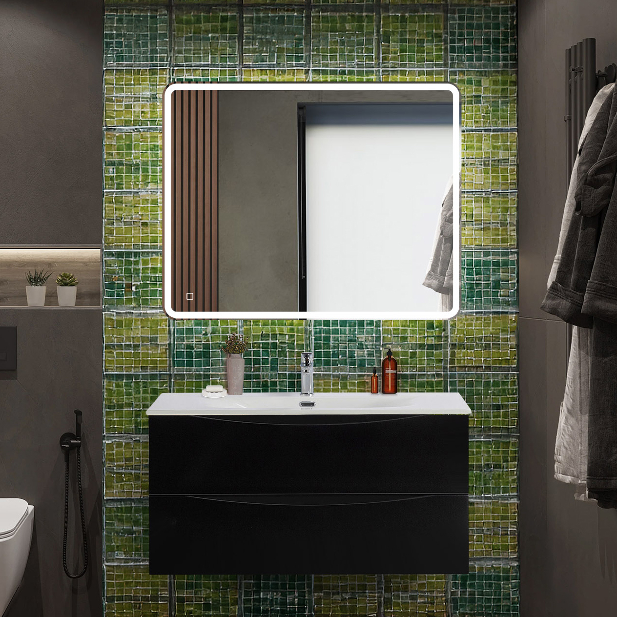 

Мебель для ванной комнаты BelBagno Marino-cer-n 100 подвесная, nero lucido