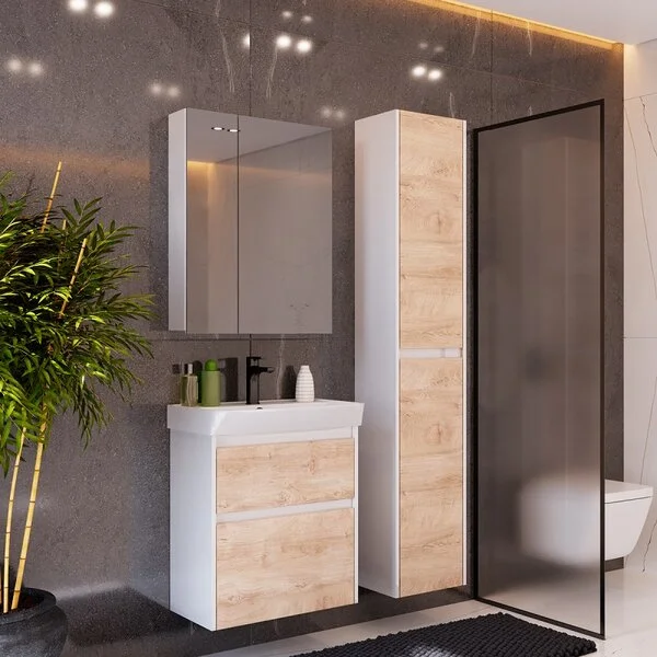Комплект мебели Lemark Combi 80 светлое дерево, дуб кантри, белый глянцевый