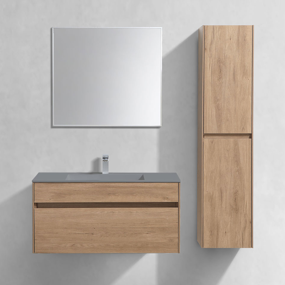 

Мебель для ванной комнаты Vincea Chiara 100, натуральный дуб, с серой раковиной