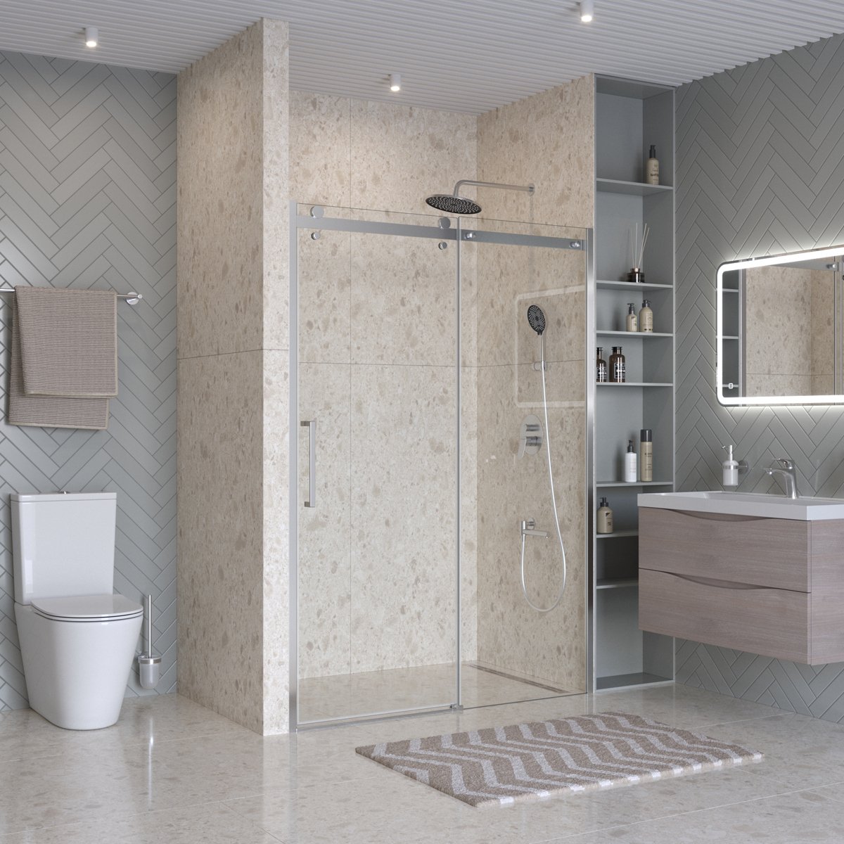 

Душевая дверь в нишу BelBagno Marino 2 BF-1-150-C-CR профиль хром, стекло прозрачное