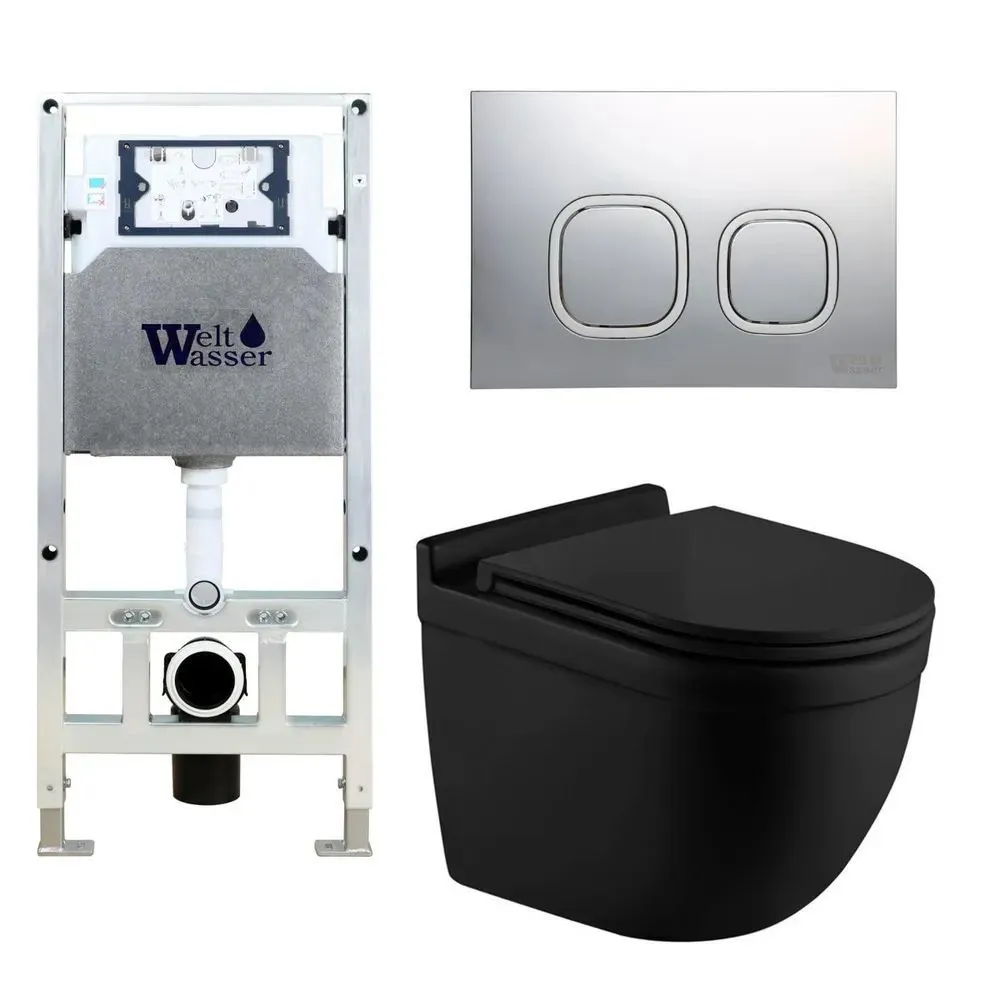 

Комплект унитаза WeltWasser Heimbach 043 с инсталляцией AMBERG 506 ST черный матовый, с сиденьем микролифт и клавишей смыва AMBERG RD-MT CR хром матовый