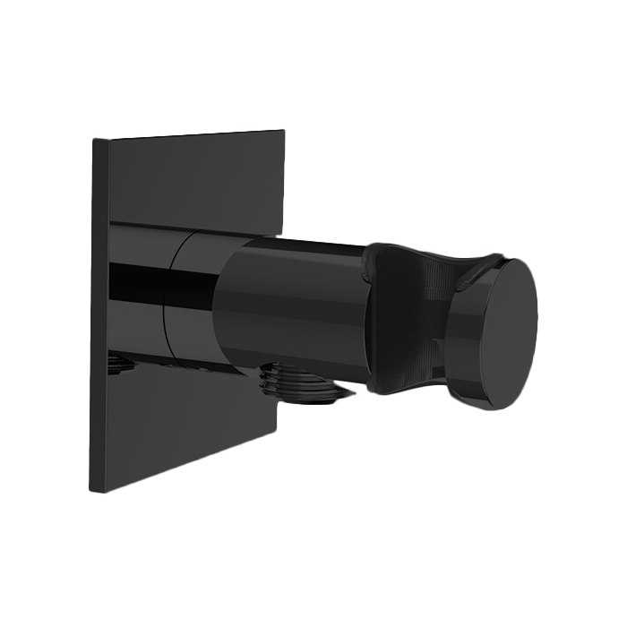 ALMAR (Shower Accerssories) Вывод из стены с держателем для душа, квадратный отражатель, латунь, цвет Brushed PVD Absolute Black