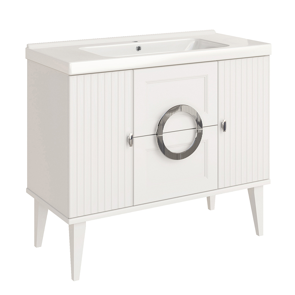 Тумба под раковину без столешницы ASB-Woodline Федерика 100 напольная белая 51300₽