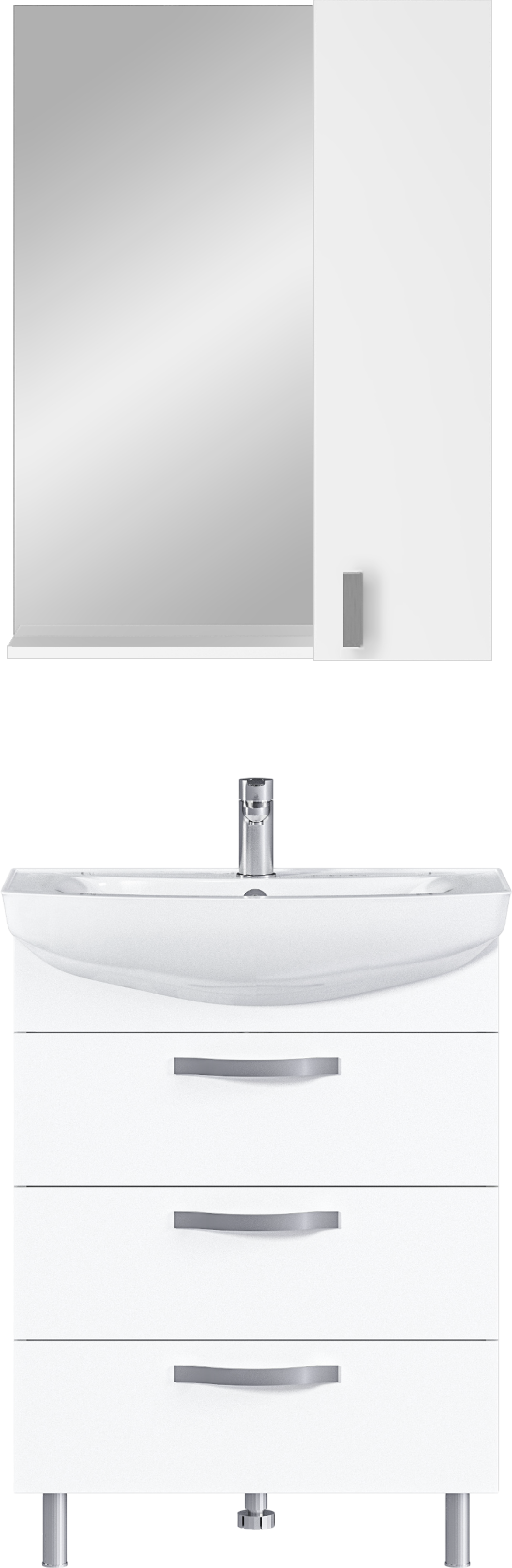 

Мебель для ванной комнаты 1MarKa Вита 65Н с 3 ящиками, белый глянец